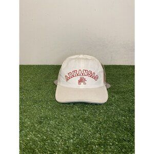 Vintage Akransas Razorbacks hat cap strap back white Y2K retro unisex mens